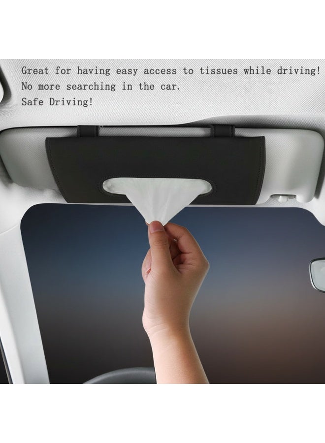 Dunekart Premium PU Leather Car Tissue Holder, Sun Visor Backseat Napkin Dispenser Box, Auto Interior Accessories Organizer - Black - Image 4